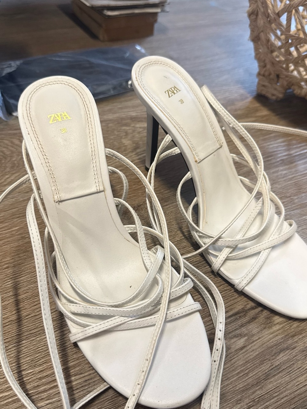 ZARA Cream Strappy High Heel Sandals